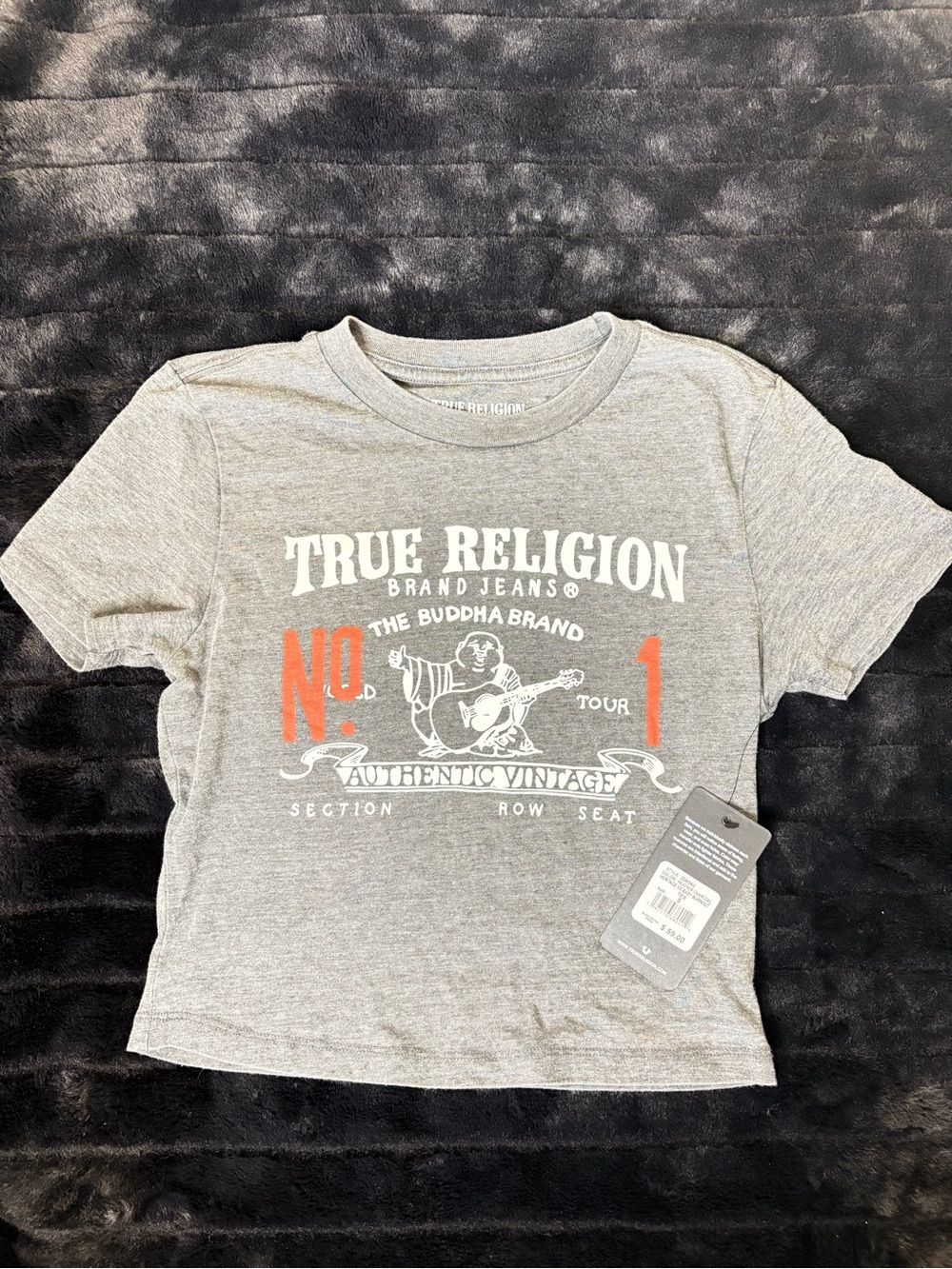 True Religion SIZE S Gray Graphic Tee - No. 1 Authentic Vintage